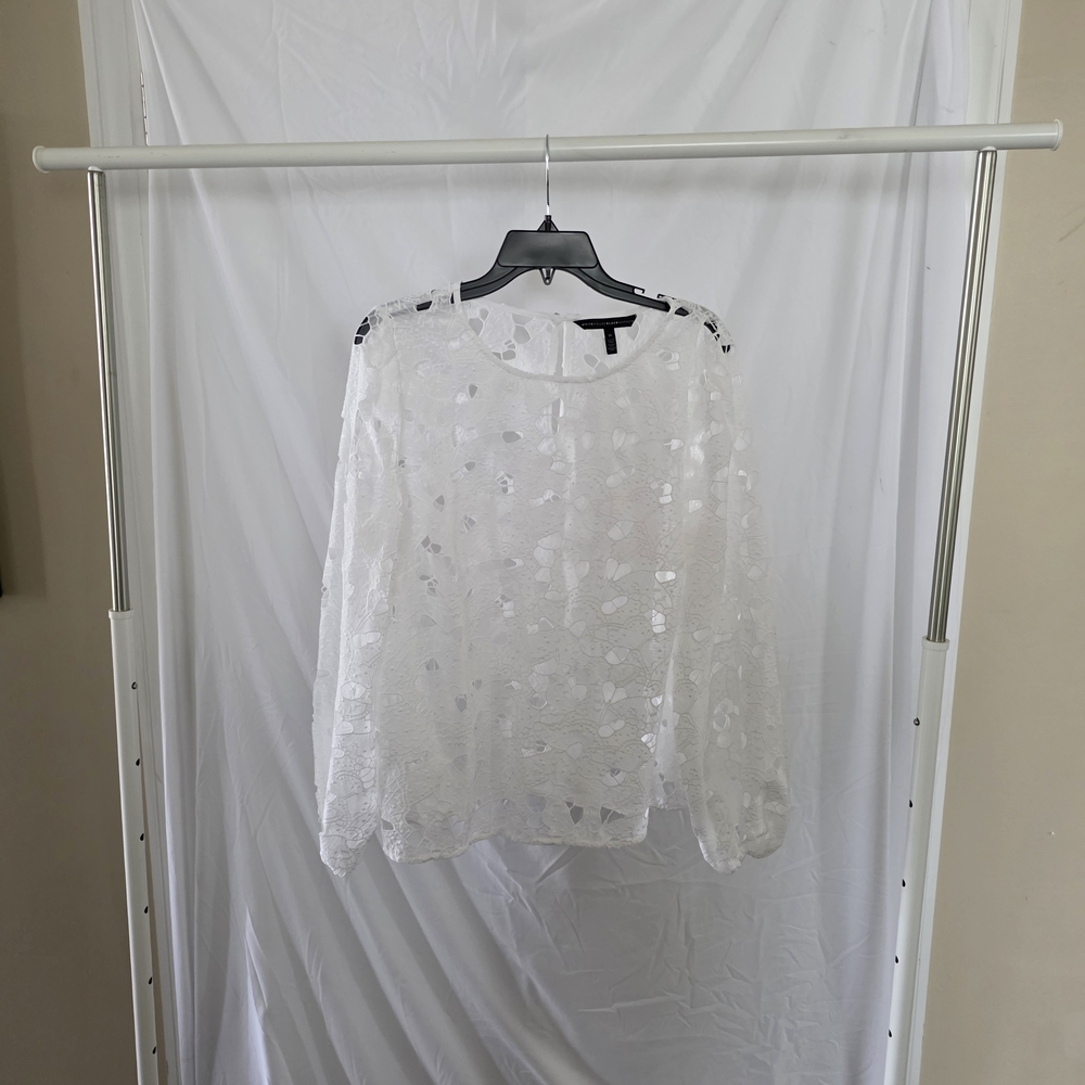 White House Black Market Sheer White Blouse